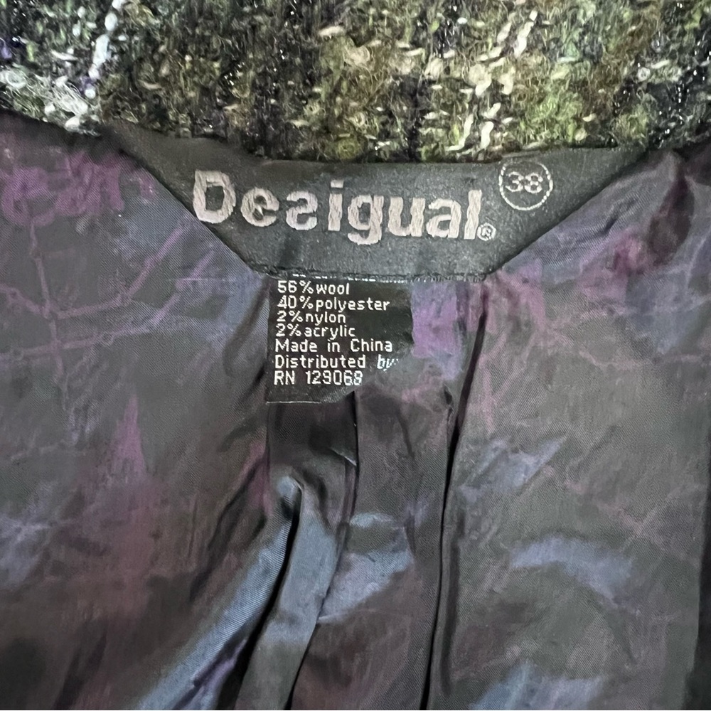 Desigual • Wool Blend Tweed ‘Dream’ Embroidered Button-Up Jacket Size 38/S - Picture 14 of 14